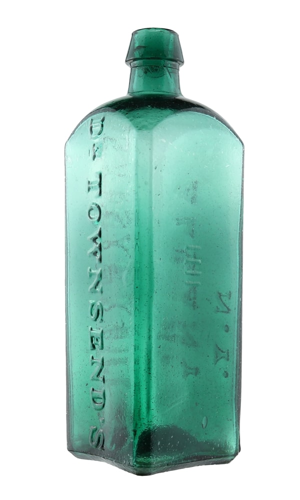 Dr. Townsend’s　薬瓶　ガラス　19世紀　古道具　Q2285 Dr. Townsend's Sarsaparilla Albany N.Y. - FOHBC Virtual Museum of